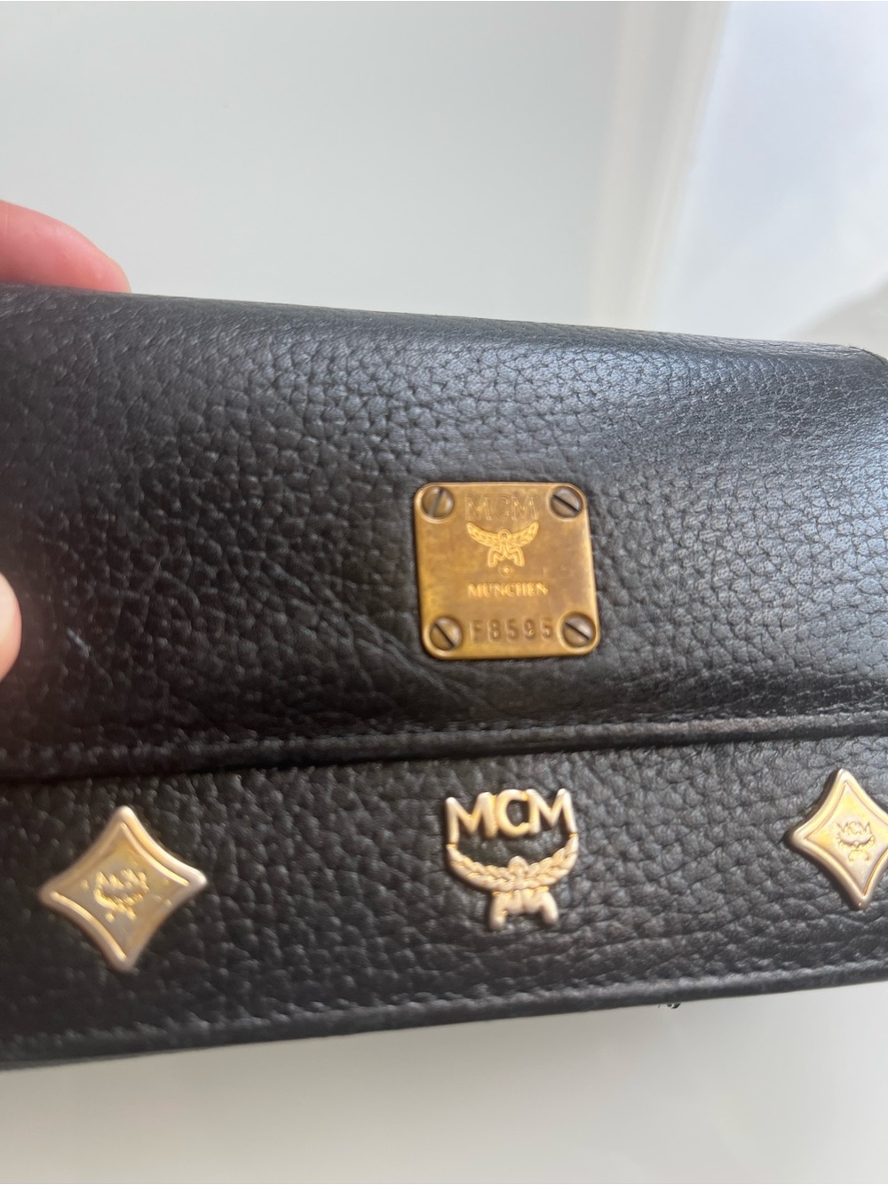 MCM VINTAGE BLACK LEATHER TRIFOLD WALLET - Picture 6 of 14